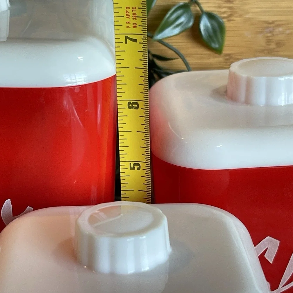 VTG Red Lustro Ware Canister Set MCM Plastic Flour Tea Coffee 1950s Display READ